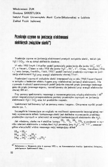 Przekroje czynne na jonizację elektronami niekt&oacute;rych związk&oacute;w siarki = Active cross-sections for ionization by electrons of some sulphur compounds