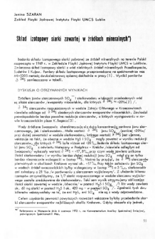 Skład izotopowy siarki zawartej w źr&oacute;dłach mineralnych = Isotopic composition of sulphur included in mineral sources