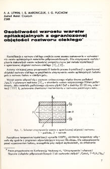 Osobliwości wzrostu warstw epitaksjalnych z ograniczonej objętości roztworu ciekłego = Peculiarties of the epitaxial layers fropm limited volume of liquid solution