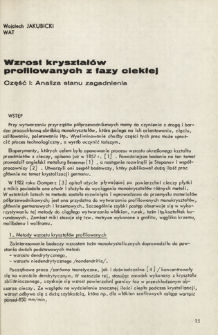 Wzrost kryształ&oacute;w profilowanych z fazy ciekłej: Cz. 1. Analiza stanu zagadnienia = Single crystals growth by EFG method from liquid phase