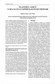 Własności linii wW w MCz-Si i FZ-Si naświetlanym neutronami = Optical properties of W line for neutron irradiated MCz-Si and FZ-Si