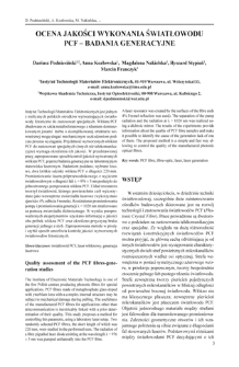 Ocena jakości wykonania światłowodu PCF - badania generacyjne = Quality assessment of the PCF fiber-generation studies