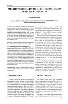 Multifunctionality of multiferroic-based eutectic composites = Wielofunkcyjność w kompozytach eutektycznych na osnowie multiferroicznej
