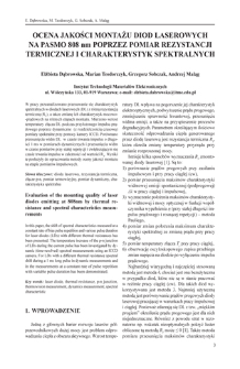 Ocena jakości montażu diod laserowych na pasmo 808 nm poprzez pomiar rezystancji termicznej i charakterystyk spektralnych = Evaluation of the mounting quality of laser diodes emitting at 808nm by thermal resistance and spectral characteristics measurements
