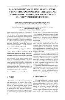 Badanie odkształceń sieci krystalicznej w implantowanej warstwie epitaksjalnej GaN osadzonej metodą MOCVD na podłożu szafirowym o orientacji [001] = Lattice strain study in implanted GaN epitaxial layer deposited by means of MOCVD technique on [001] oriented sapphire substrate