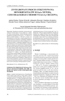 Zintegrowany proces otrzymywania monokryształ&oacute;w Si GaAs metodą Czochralskiego z hermetyzacją cieczową = Integrated process of SI GaAs crystals manufacturing by the liquid encapsulated Czochralski method