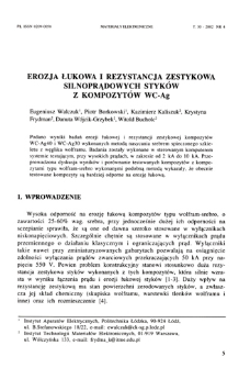 Erozja łukowa i rezystancja zestykowa silnoprądowych styków z kompozytów WC-Ag = ARC erosion and contact resistance of WC-Ag high-current contacts