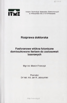 Fosforowane włókna fotoniczne domieszkowane iterbem do zastosowań laserowych. Rozprawa doktorska