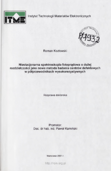 Niestacjonarna spektroskopia fotoprądowa o dużej rozdzielczości jako nowa metoda badania centr&oacute;w defektowych w p&oacute;łprzewodnikach wysokorezystywnych. = High resolution photoinduced transient spectroscopy as a new characterization method of defect centres in high resistivity semiconductors