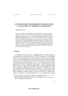 Zastosowanie transformacji Hough'a do analizy dwuwymiarowych widm PITS = Implantation of the hough transformation to the analysis of two-dimensional PITS spectra