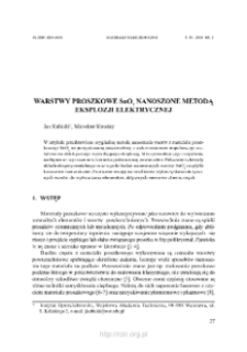 Warstwy proszkowe SnO2 nanoszone metoda eksplozji elektrycznej