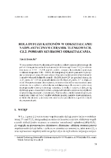 Rola dyfuzji kationów w odkształcaniu nadplastycznym ceramik tlenkowych. Cz. 2. Pomiary szybkości odkształcania