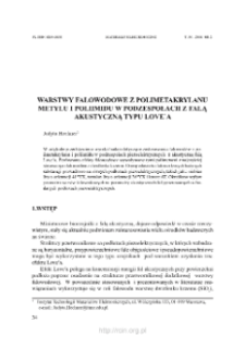 Warstwy falowodowe z polimetakrylanu metylu i poliimidu w podzespołach z fala akustyczną typu Love'a = Polymethylmethacrylate and polyimide as a waveguide in the love wave devices