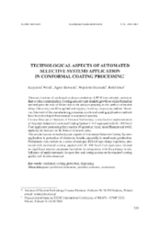 Technological aspects of automated selective systems application in conformal coating processing