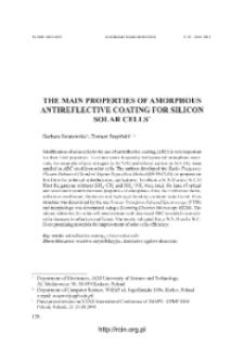 The main properties of amorphous antireflective coating for silicon solar cells = Najważniejsze właściwości amorficznych warstw antyrefleksyjnych (ARC) do zastosowań w krzemowych ogniwach słonecznych