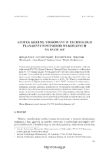 Azotek krzemu stosowany w technologii planarnych fotodiod wykonanych na bazie InP = Silicon nitride for InP based planar photodiode applications
