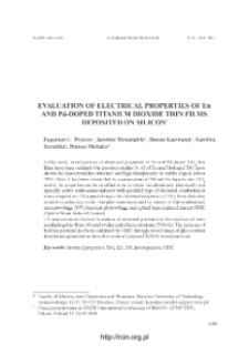 Evaluation of electrical properties of Eu and Pd-doped titanium dioxide thin films deposited on silicon = Badanie właściwości elektrycznych cienkich warstw TiO2 domieszkowanych Eu i Pd naniesionych na podłoża krzemowe
