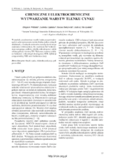 Chemiczne i elektrochemiczne wytwarzanie warstw tlenku cynku = Chemical and electrochemical preparation of zinc oxide coatings