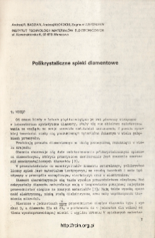 Polikrystaliczne spieki diamentowe = Sintered diamonds