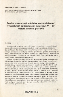 Pomiar koncentracji nośnik&oacute;w większościowych w warstwach epitaksjalnych związk&oacute;w AIIIBV metodą napięcia przebicia = Measurement of the carrier concentration in epitaxial layers of III-V compounds by the breakdown voltage method