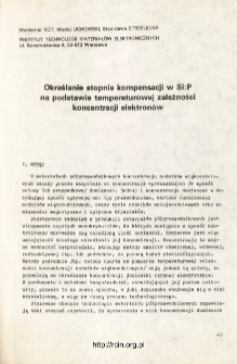 Określanie stopnia kompensacji w Si : P na podstawie temperaturowej zależności koncentracji elektron&oacute;w = Compensation ratio determination for Si:P based on electron concentration temperature dependence