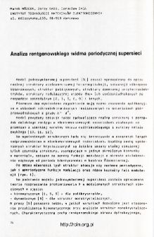 Analiza rentgenowskiego widma periodycznej supersieci = Analysis of the X-ray intensity spectrum for the periode superlattice