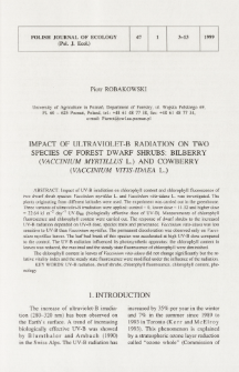 Impact of ultraviolet-B radiation on two species of forest dwarf shrubs: bilberry (Vaccinium myrtillus L.) and cowberry (Vaccinium vitis-idaea L.)