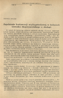 Zagadnienie konkurencji międzygatunkowej w badaniach kierunku eksperymentalnego w ekologii