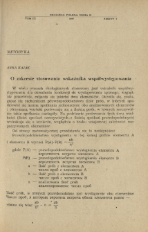 O zakresie stosowania wskaźnika wsp&oacute;łwystępowania