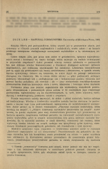 Dice Lee - Natural communities. University of Michigan Press, 1954