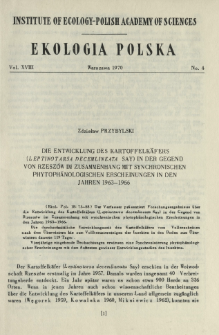 Die Entwicklund des Kartoffelk&auml;fers (Leptinotarsa decemlineata Say) in der Gegend von Rzesz&oacute;w im Zusammenhang mit synchronischen phytoph&auml;nologischen Erscheinungen in den Jahren 1963-1966