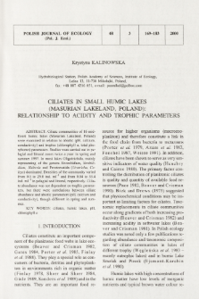 Ciliates in small humic lakes (Masurian Lakeland, Poland): relationship to acidity and trophic parameters