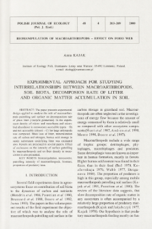 Experimental approach for studying interrelationships between macroarthropods, soil biota, decomposion rate of litter and organic matter accumulation in soil