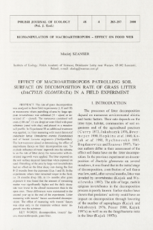 Effect of macroarthropods patrolling soil surface on decomposition rate of grass litter (Dactylis glomerata) in a field experiment