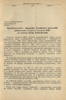 Rozmieszczenie i dynamika liczebności żywor&oacute;dki paskowanej Viviparus fasciatus M&uuml;ll. na terenie łachy Konfederatka