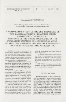 A comparative study of the life strategies of two bacterial-feeding nematodes under laboratory conditions. 2, Influence of the initial food level on the population dynamics of Acrobeloides nanus (de Man 1880) Anderson 1968 and Dolichorhabditis dolichura (Schneider 1866) Andr&aacute;ssy 1983
