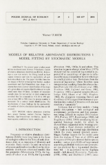 Models of relative abundance distributions. 1, Model fitting by stochastic models