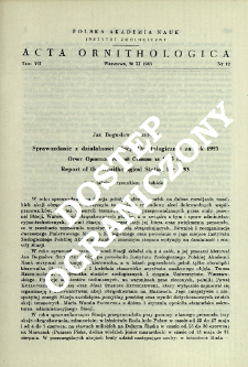 Sprawozdanie z działalności Stacji Ornitologicznej za rok 1953