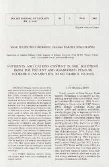 Nutrients and cations content in soil solutions from the present and abandoned penguin rookeries (Antarctica, King George Island)