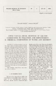 Upper Vistula River: response of aquatic communities to pollution and impoundment. 2, Chemical composition of water and sediment