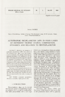 Autotrophic picoplankton (APP) in four lakes of different trophic status: composition, dynamics and relation to phytoplankton