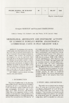 Microfloral abundance and enzymatic activity of Lumbricus rubellus Hoffm. (Oligochaeta: Lumbricidae) casts in peat meadow soils