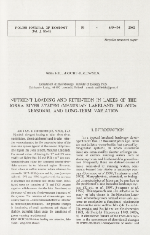 Nutrient loading and retention in lakes of the Jorka river system (Masurian Lakeland, Poland): seasonal and long-term variation