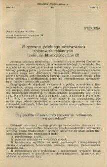 W sprawie polskiego nazewnictwa zbiorowisk roślinnych : dyskusje fitosocjologiczne (2)