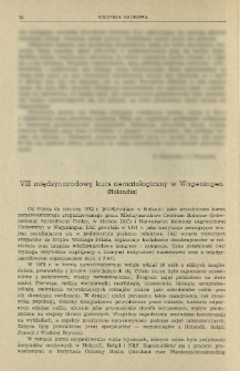 VIII międzynarodowy kurs nematologiczny w Wageningen (Holandia)