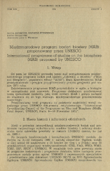 Międzynarodowy program badań biosfery (MAB) proponowany przez UNESCO