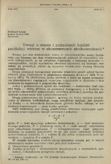 Uwagi o stanie i potrzebach badań produkcji wtórnej w ekosystemach słodkowodnych