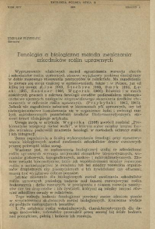 Fenologia a biologiczna metoda zwalczania szkodnik&oacute;w roślin uprawnych