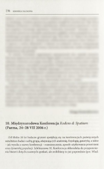 10. Międzynarodowa Konferencja Rodens & Spatium (Parma, 24-28 VII 2006 r.)