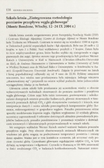 Szkoła letnia "Zintegrowana meodologia pomiar&oacute;w przepływu węgla glebowego" (Monte Bondone, Włochy, 12-24 IX 2004 r.)